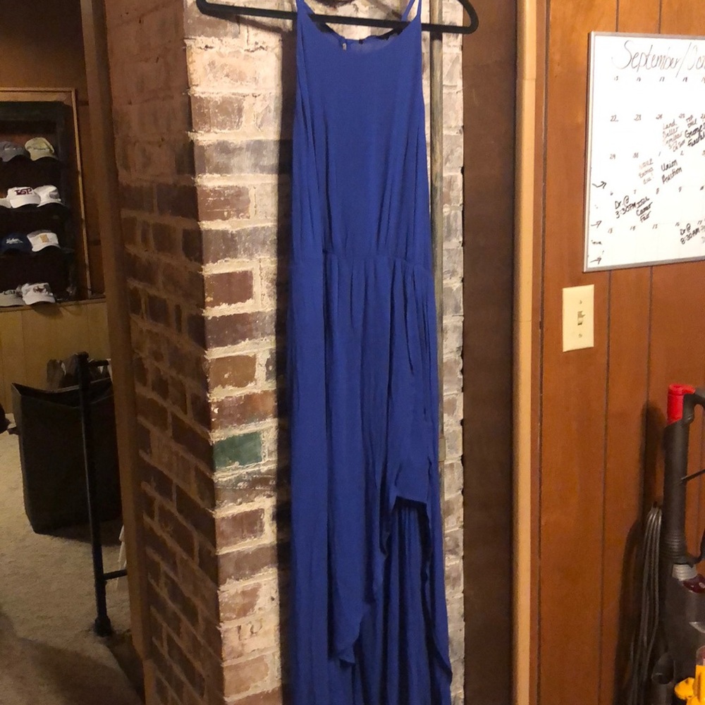 Blue Sleeveless High Low Romper/Dress